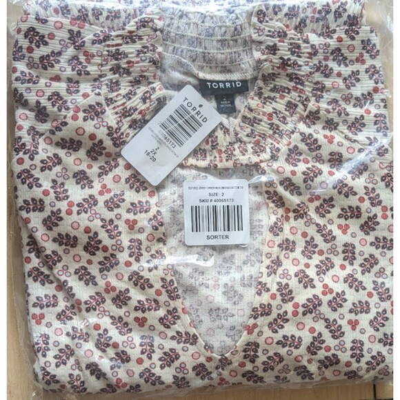 NWT Torrid 2X Floral Textured Jersey Choker Neck Smocked Bottom Top 18-20 - Picture 8 of 8